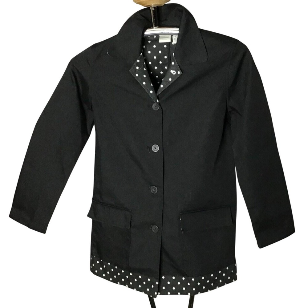ISAAC MIZRAHI FOR TARGET Black Polka‎ Dot Trim Blazer Jacket Womens